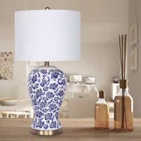 Thumbnail for Sarantino Table Lamp Ceramic Floral Base Cotton Drum Shade