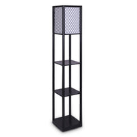 Thumbnail for Sarantino Etagere Floor Lamp Diamond Look Fabric Shade Shelves Black