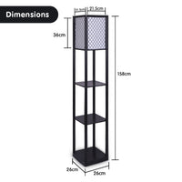 Thumbnail for Sarantino Etagere Floor Lamp Diamond Look Fabric Shade Shelves Black