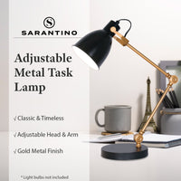 Thumbnail for Sarantino Adjustable Metal Table Lamp In Black And Gold