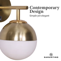 Thumbnail for Sarantino Wall Lamp with Gold Metal Base and White Glass Shade