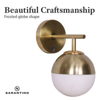 Thumbnail for Sarantino Wall Lamp with Gold Metal Base and White Glass Shade