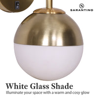 Thumbnail for Sarantino Wall Lamp with Gold Metal Base and White Glass Shade