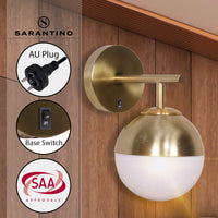 Thumbnail for Sarantino Wall Lamp with Gold Metal Base and White Glass Shade