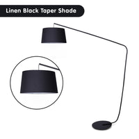 Thumbnail for Sarantino Metal Arc Floor Lamp in Black Finish with Linen Taper Shade