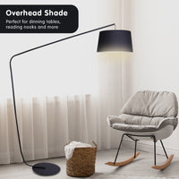 Thumbnail for Sarantino Metal Arc Floor Lamp in Black Finish with Linen Taper Shade