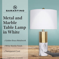 Thumbnail for Sarantino Metal And Marble Table Lamp - White