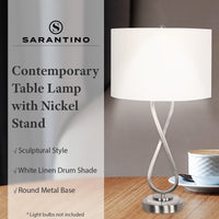 Thumbnail for Sarantino Contemporary Table Lamp In Nickel Finish