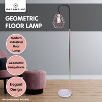 Thumbnail for Sarantino Rose Gold Floor Lamp with Geometric Shade