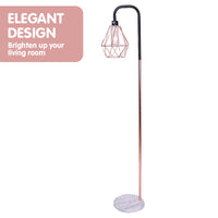 Thumbnail for Sarantino Rose Gold Floor Lamp with Geometric Shade