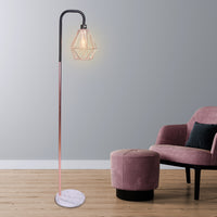 Thumbnail for Sarantino Rose Gold Floor Lamp with Geometric Shade