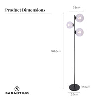 Thumbnail for Sarantino 3-Light Black Metal Floor Lamp