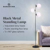 Thumbnail for Sarantino 3-Light Black Metal Floor Lamp