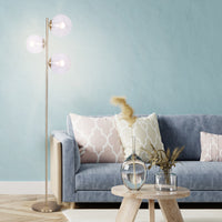 Thumbnail for Sarantino 3-Light Gold Metal Floor Lamp with Glass Shades