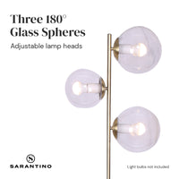 Thumbnail for Sarantino 3-Light Gold Metal Floor Lamp with Glass Shades