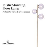 Thumbnail for Sarantino 3-Light Gold Metal Floor Lamp with Glass Shades