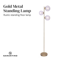 Thumbnail for Sarantino 3-Light Gold Metal Floor Lamp with Glass Shades