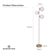 Thumbnail for Sarantino 3-Light Gold Metal Floor Lamp with Glass Shades