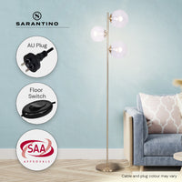 Thumbnail for Sarantino 3-Light Gold Metal Floor Lamp with Glass Shades