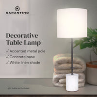 Thumbnail for Sarantino Concrete & Metal Table Lamp with Off-White Linen Shade