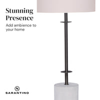 Thumbnail for Sarantino Concrete & Metal Table Lamp with Off-White Linen Shade