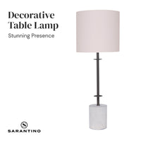 Thumbnail for Sarantino Concrete & Metal Table Lamp with Off-White Linen Shade