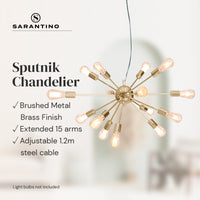 Thumbnail for Sarantino 15-Light Sputnik Chandelier in Brass Finish