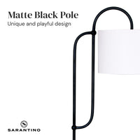 Thumbnail for Sarantino Metal Floor Lamp with Marble Base & Off-White Shade