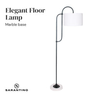 Thumbnail for Sarantino Metal Floor Lamp with Marble Base & Off-White Shade