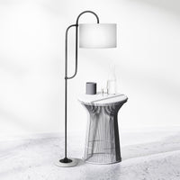 Thumbnail for Sarantino Metal Floor Lamp with Marble Base & Off-White Shade