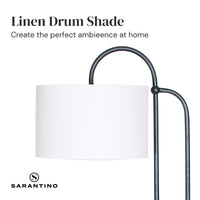 Thumbnail for Sarantino Metal Floor Lamp with Marble Base & Off-White Shade