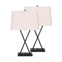 Thumbnail for Sarantino Metal Table Lamp Pair Rectangular Shade X Stand