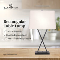 Thumbnail for Sarantino Metal Table Lamp Pair Rectangular Shade X Stand