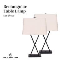 Thumbnail for Sarantino Metal Table Lamp Pair Rectangular Shade X Stand