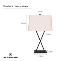 Thumbnail for Sarantino Metal Table Lamp Pair Rectangular Shade X Stand