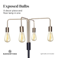 Thumbnail for Sarantino Modern Exposed Bulb 4-Arm Industrial Light Floor Lamp