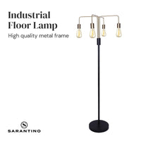 Thumbnail for Sarantino Modern Exposed Bulb 4-Arm Industrial Light Floor Lamp