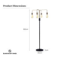 Thumbnail for Sarantino Modern Exposed Bulb 4-Arm Industrial Light Floor Lamp