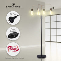 Thumbnail for Sarantino Modern Exposed Bulb 4-Arm Industrial Light Floor Lamp