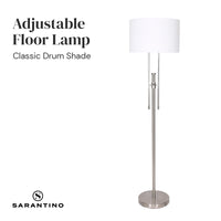 Thumbnail for Sarantino Brushed Nickel Height-Adjustable Metal Floor Lamp