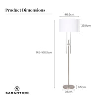 Thumbnail for Sarantino Brushed Nickel Height-Adjustable Metal Floor Lamp