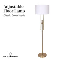 Thumbnail for Sarantino Brushed Gold Height-Adjustable Metal Floor Lamp