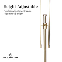 Thumbnail for Sarantino Brushed Gold Height-Adjustable Metal Floor Lamp