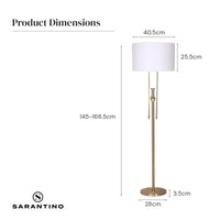 Thumbnail for Sarantino Brushed Gold Height-Adjustable Metal Floor Lamp