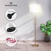 Thumbnail for Sarantino Brushed Gold Height-Adjustable Metal Floor Lamp