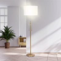 Thumbnail for Sarantino Brushed Gold Height-Adjustable Metal Floor Lamp