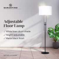 Thumbnail for Sarantino Height-Adjustable Metal Floor Lamp Matte Black