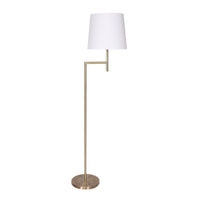 Thumbnail for Sarantino Metal Floor Lamp in Antique Brass Finish with Cream Linen Fabric Shade