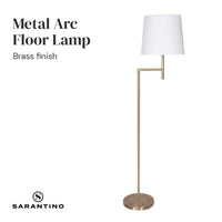 Thumbnail for Sarantino Metal Floor Lamp in Antique Brass Finish with Cream Linen Fabric Shade