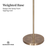 Thumbnail for Sarantino Metal Floor Lamp in Antique Brass Finish with Cream Linen Fabric Shade